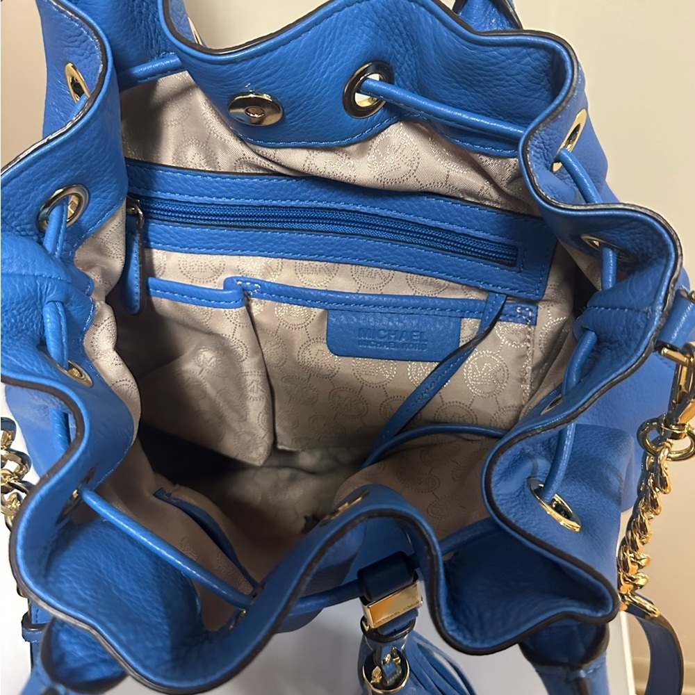 Like New Blue Michael Kors Camden Drawstring Satchel Bag - Picture 10 of 12